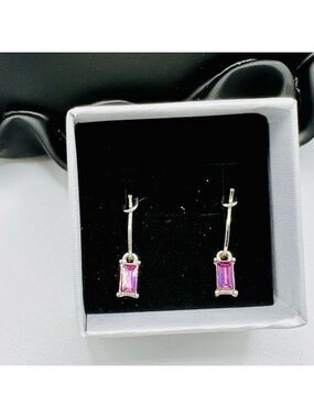 Silver Pink Gemstone Earrings